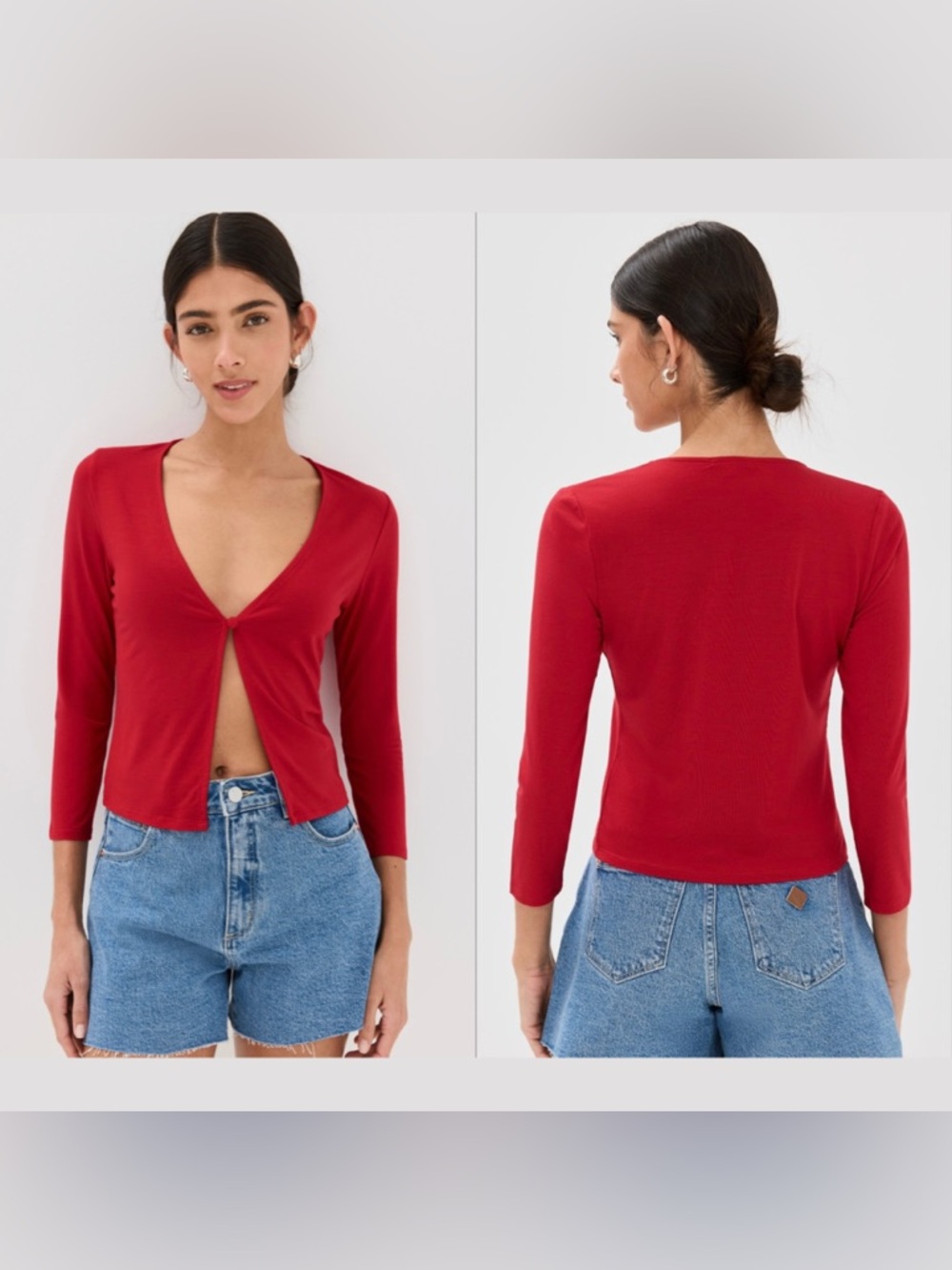 reformation jaime red knit cardigan